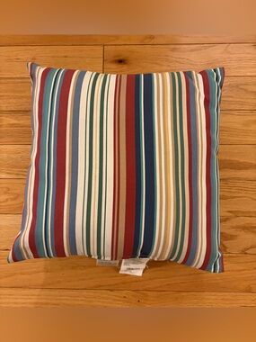 Hampton Bay Striped Outdoor Throw Pillow #20159 Happy Chili 18”